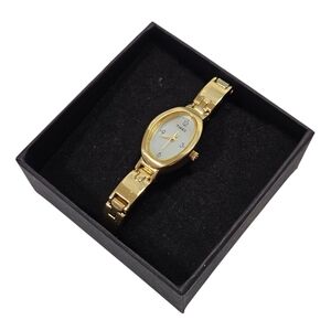 Timex Vintage Gold Tone Oval Quartz Bracelet Watch
